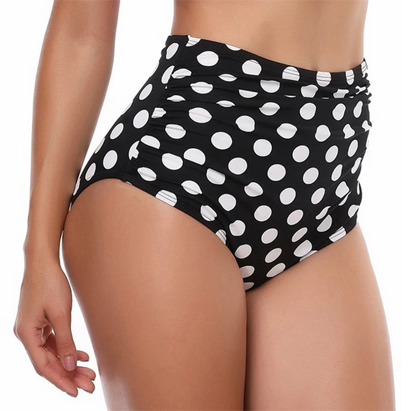SFIT Sexy Women Bikini Bottoms High Waisted Ruched Printed Bikini Underwear Plus Size Casual Beach Bikini Women's Swimming Trunk