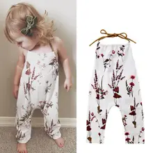 Summer Baby Girls Floral Rompers Halter Backless Strap Sleeveless Romper Jumpsuit Child Kids Girl Summer Casual Outfit 6M-5T