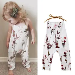 Barboteuse florale d'été pour bébés filles 6M 5T, combinaison sans manches, dos nu, sangle, tenue décontractée pour enfants 