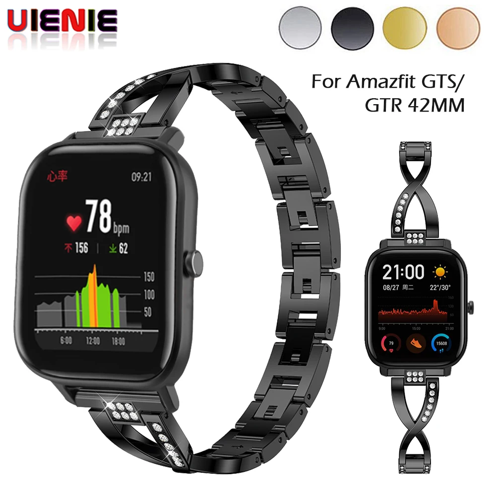 Блестящий Алмазный сменный Браслет Для Xiaomi Huami Amazfit GTS/Bip BIT Lite Youth Band Rhinestone ремешок из нержавеющей стали