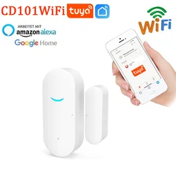Tuya smart home window door sensor Smart Life APP with alexa compatible door sensor tuya sensor alarm-alarm system for home