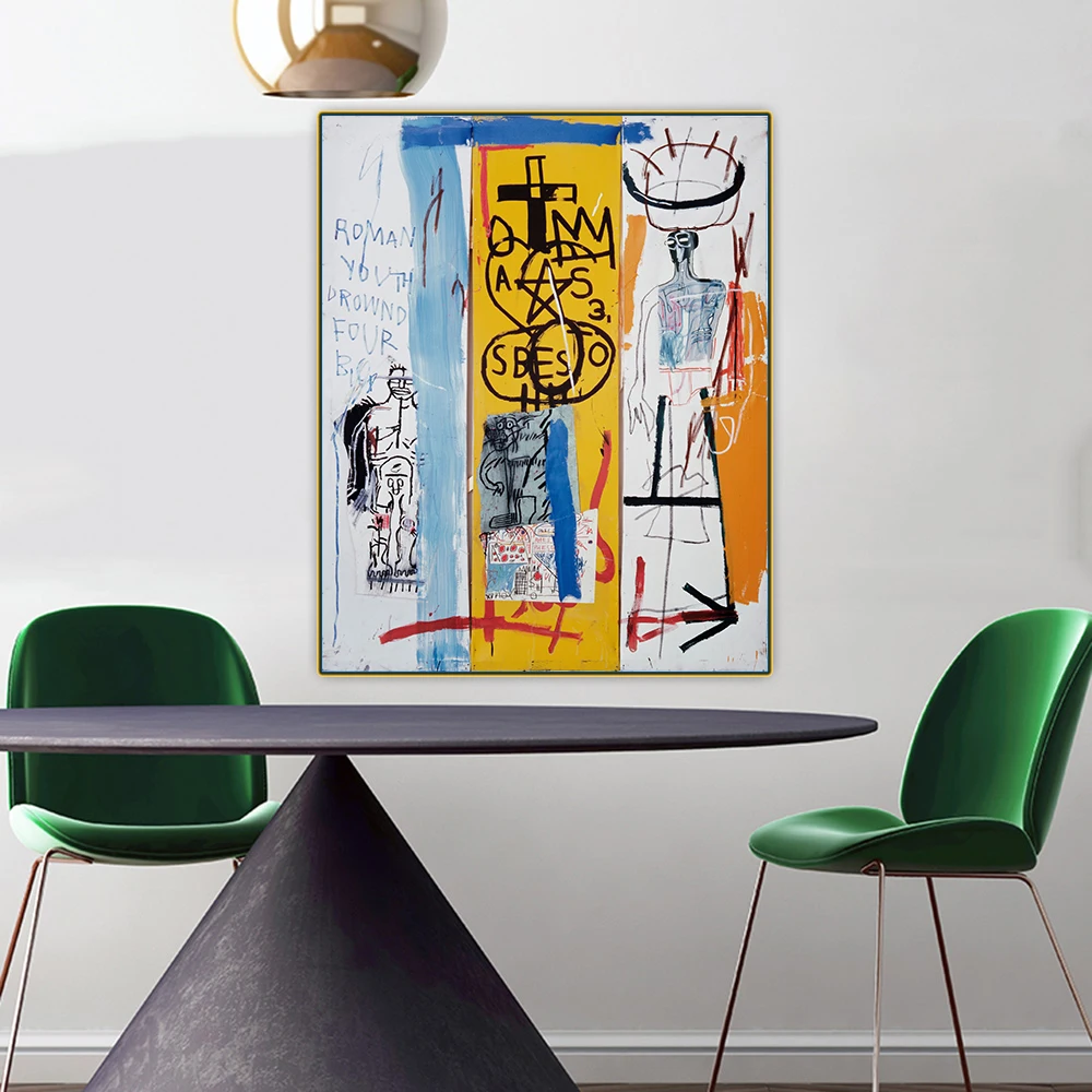 Citon Jean Мишель Basquiat 》 Four Big.1982 рисунок граффити на холсте масляная живопись декоративная печать Картина декор