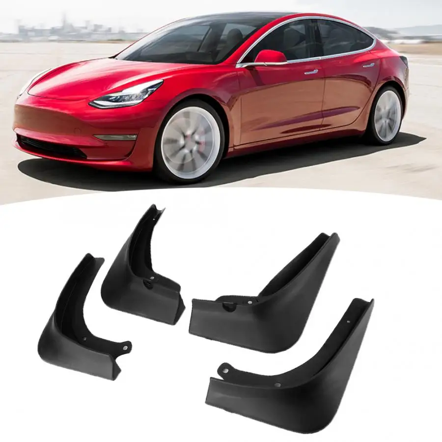 4pcs Black Car Exterior Mudguard Mud Flap Guards Fenders Fits for Tesla Model 3 auto accessories