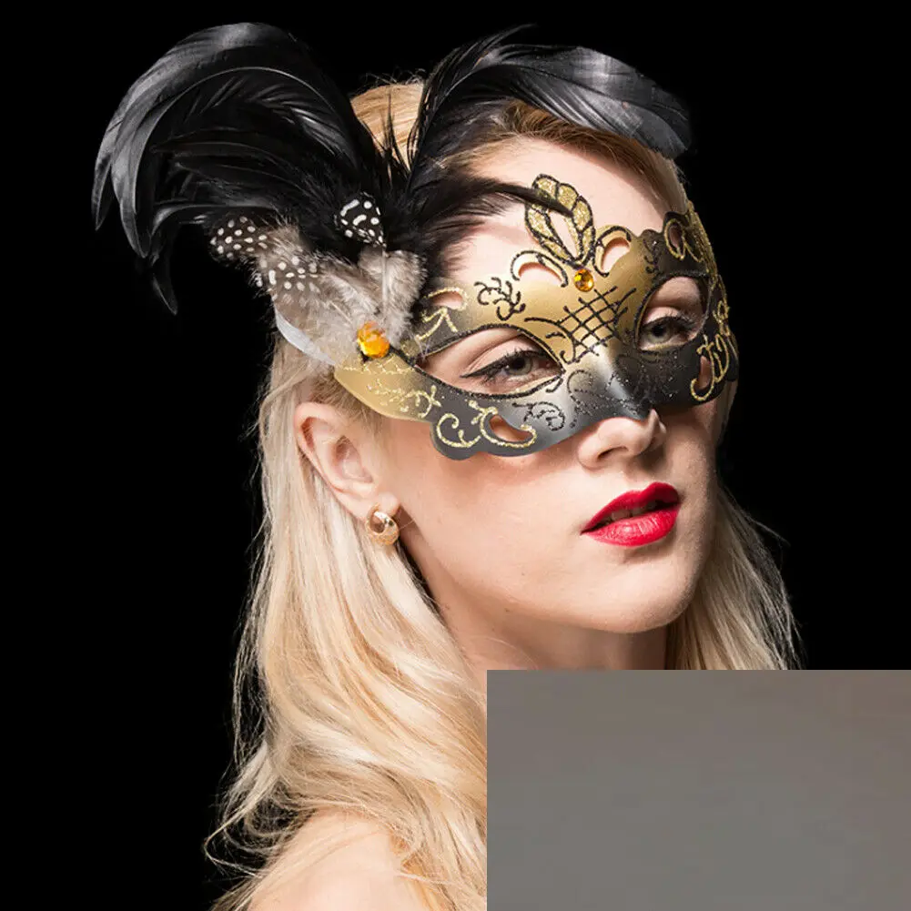 Women Party Masks Light Filigree PVC Laser Cut Halloween Party Masquerade Feather Mask