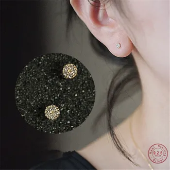 925 Sterling Silver Korean 14k Gold Plating Dandelion Stud Earrings For Women Simple Temperament Mother's Day Jewelry Gift