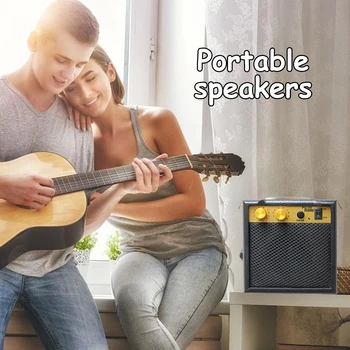 

Electric Guitar Amplifier Volume Tone Control Mini Beginner Accessories Metal Headphone Output Folk Portable Speaker Practice