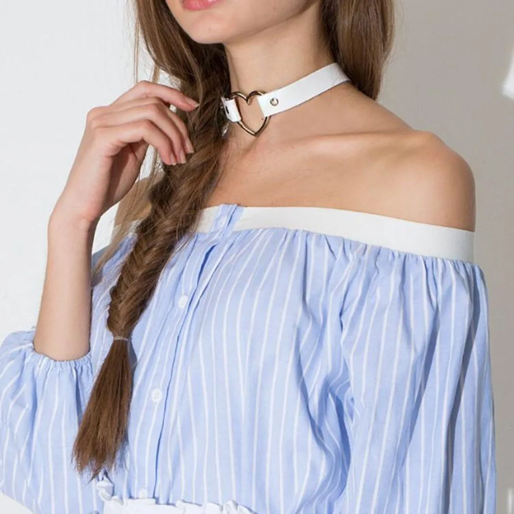 2021 Punk PU Leather Lock Key Heart Round Rivet Collar Studded Choker Necklace Body Birthday Party Gift chocker Jewelry