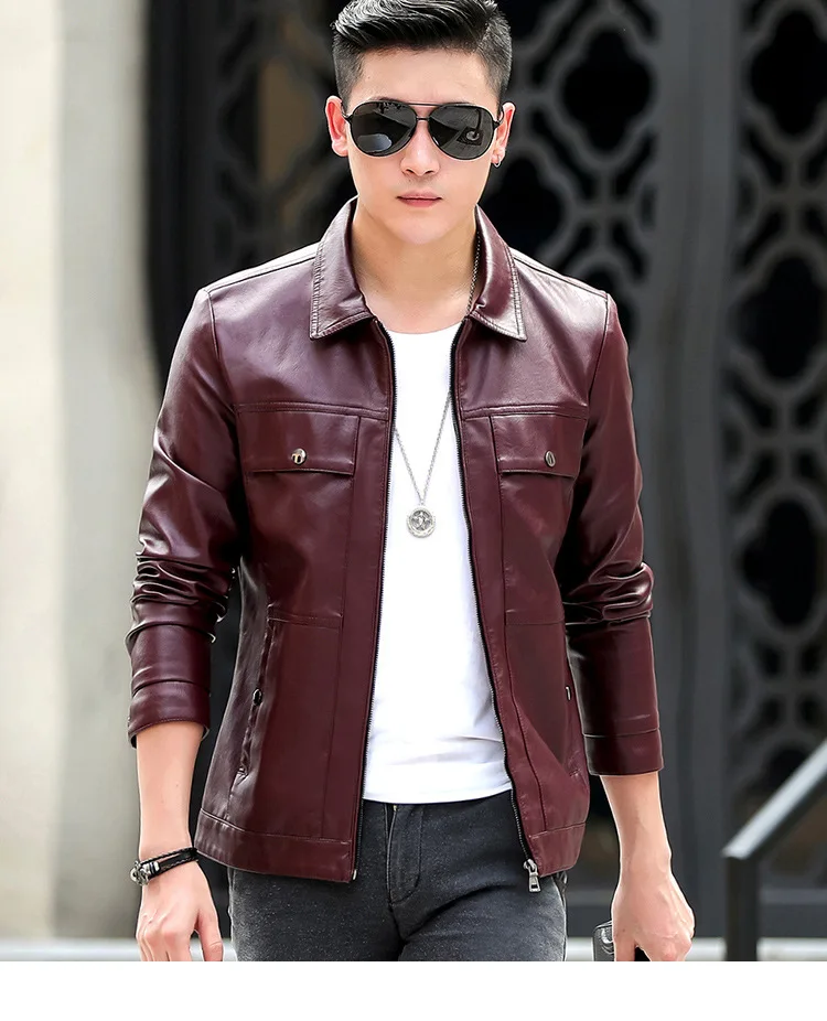 Разноцветное Новое Стильное мужское кожаное пальто в Корейском стиле, кожаное пальто с эффектом потертости и потертости, модное пальто в городском стиле