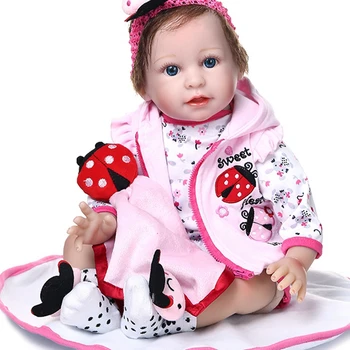 

22 inches Multi-style toddler girl toy doll 2020 silicone reborn doll baby soft wig pink female doll birthday gift 55 cm