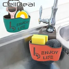 Sink Shelf Soap Sponge Drain Rack Hanging Bag Kitchen Accessorie Bathroom Holder Strap Faucet Storage Basket with Drain Holes