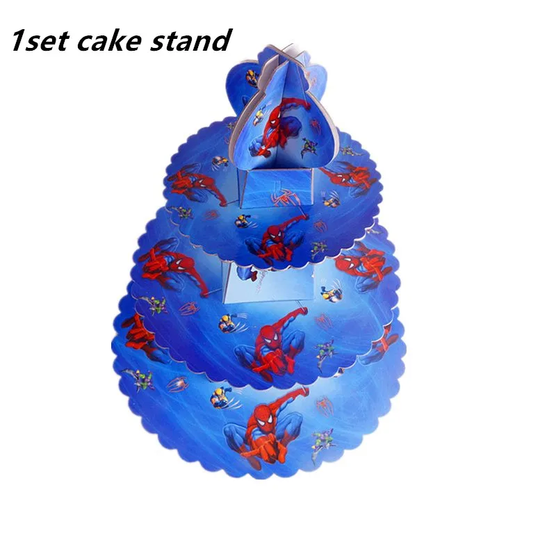 1set cake stand LISM, 1 шт., 3 уровня, супер герой, Человек-паук, кекс, держатель, торт, стенд, держатель, кексы, тема, вечерние, для детей, для мальчиков и девочек, украшение на день рождения - Цвет: 1set cake stand