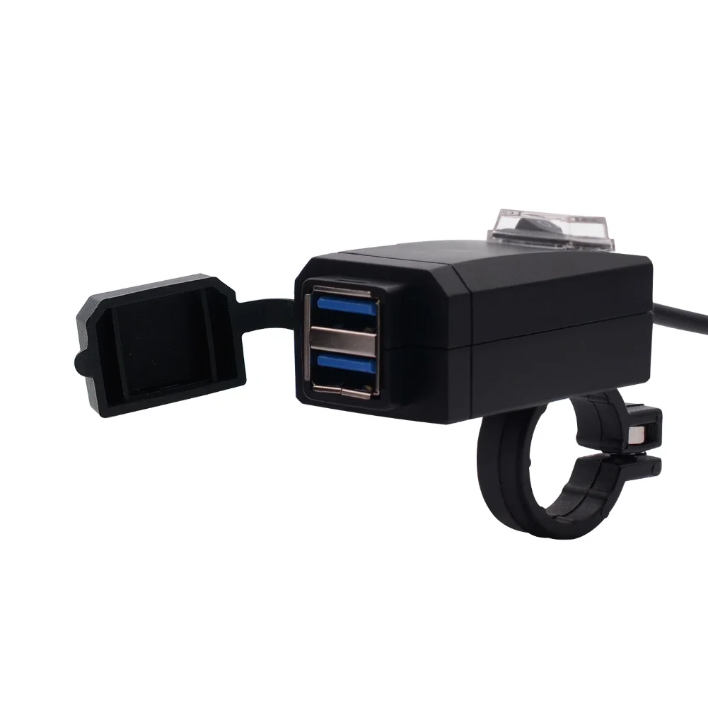 Usb Автомобильное зарядное устройство 12-24 В мотоцикл двойной USB зарядное устройство QC3.0 адаптер питания для быстрой зарядки с переключателем