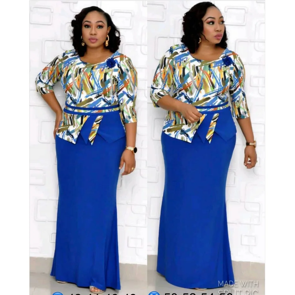 

2019 Winter New African Moms Sleeve Colorblock Single Breasted Dress Plus-size dress 4XL