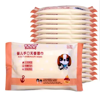 

10 set(100pcs) Portable Travel Disposable Flushable Wet Wipes for Baby Alcohol Free Unscented Baby wipes