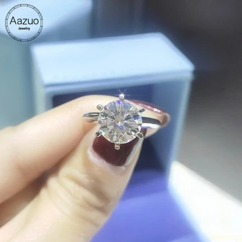 

Aazuo Classic Created 3.0ct Mossanite Wedding Engagement Rings for Women 100% Real 18K White Gold Ring New Fashion Jewelry