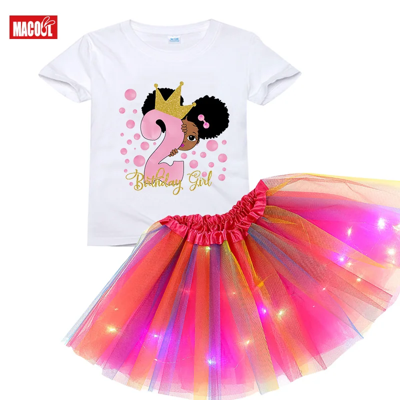 

Girl Birthday Tutu Dress Set Princess Dress Girl Kids Dress Set Party Light Birthday Present Christmas Dress Little Girl Costume