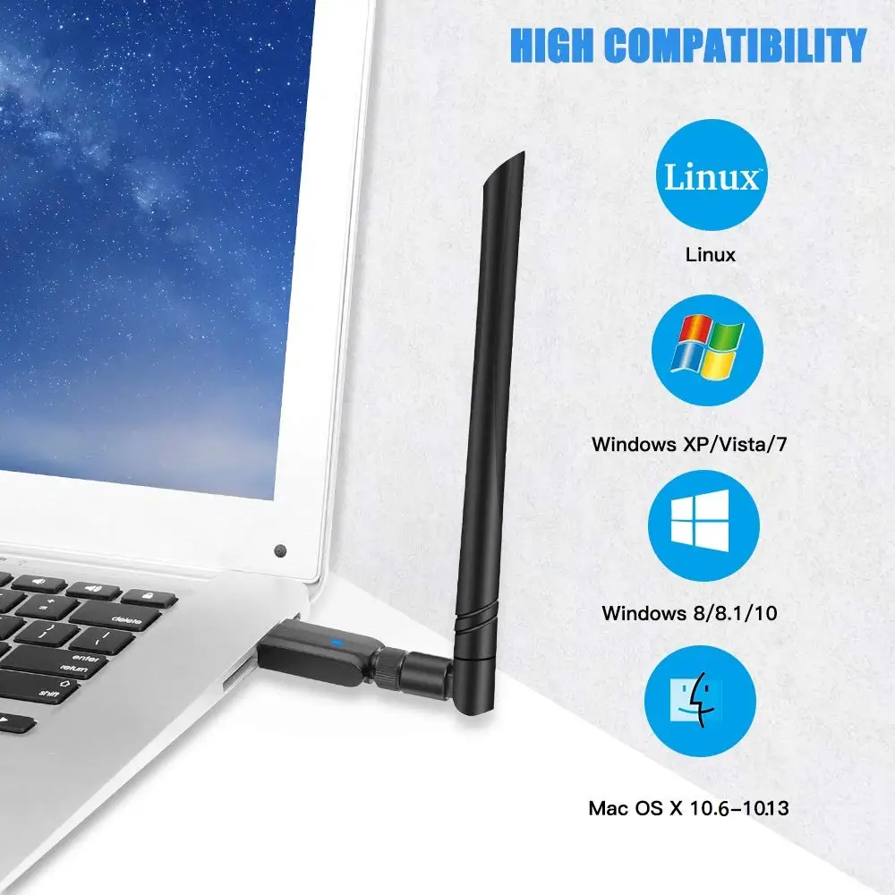Onvian USB WiFi адаптер 1200 Мбит/с 5dBi WiFi ключ с двухдиапазонным 2,4 ГГц 5,8 ГГц Wi-Fi usb-адаптер беспроводной сетевой адаптер
