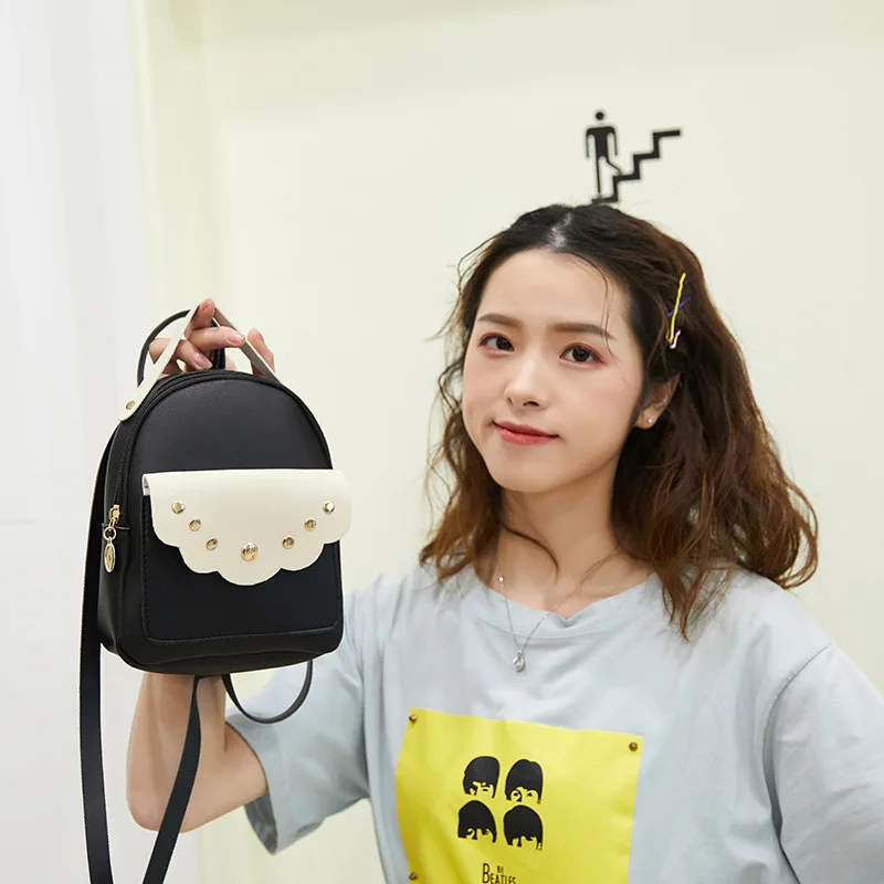 

Fresh Artistic Multi-Function Small Backpack College Style Contrasting Color Cloud Backpack Shoulder Bag/Hand Bag Messenger Bag