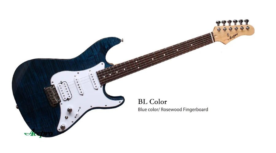 Acepro электрогитара, 2 шт. корпус из красного дерева высокое качество гитары, Мед Sunburst Цвет, Wilkinson тремоло мост - Цвет: Trans Blue color