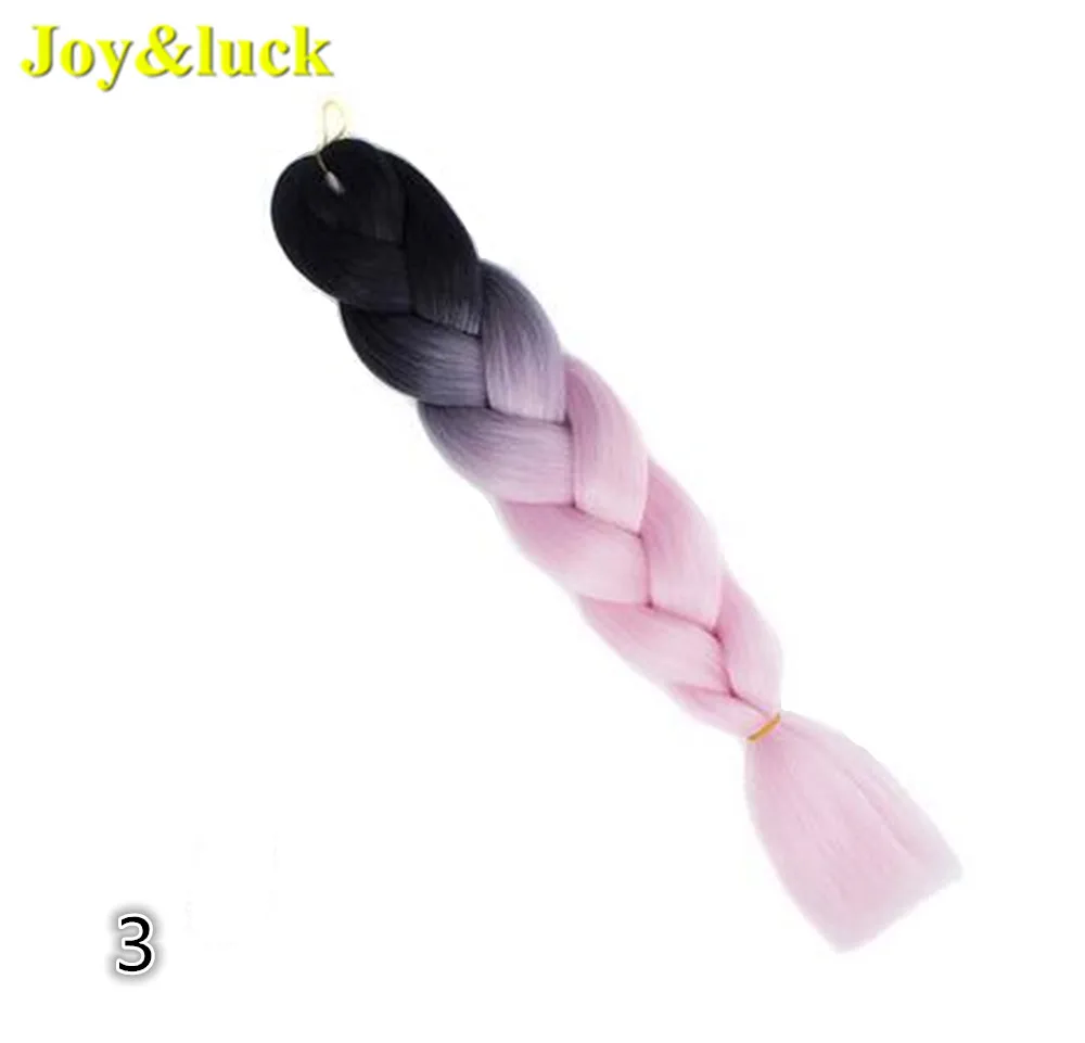 Joy&luck, синтетические косички, наращивание волос, огромные косички, вязанные крючком, косички, волосы, Омбре, розовый, голубой, серый цвет - Цвет: 3