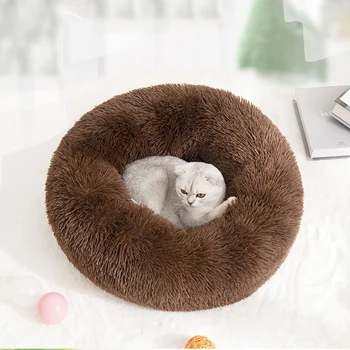 

1Pcs Cat Bed House Round Long Plush Breathable Soft Pet Dog Bed Winter Warm Sleeping Bag Puppy For Dogs Nest Products Cat Mat