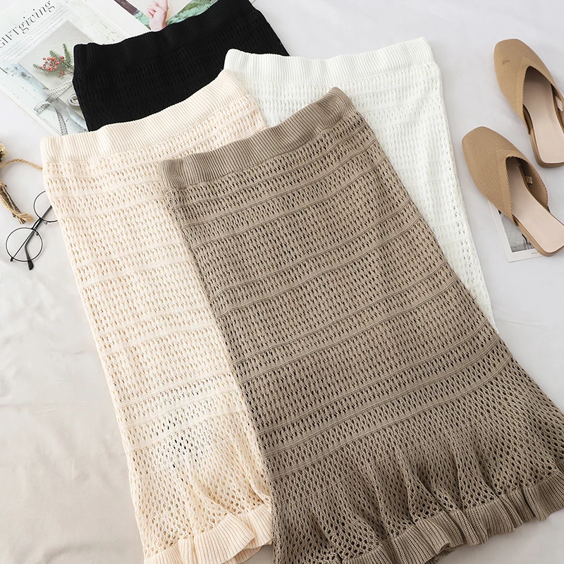 

Skirt Women 2019 Summer New Style Hook Flower Bodycon Skirt Hollow Retro High Waist Bag Hip Skirt Long Korean Fishtail Skirt