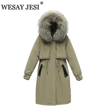 WESAY JESI Women Clothing Coat TRAF ZA 2021 Fashion Hooded Jackets Thicken Streetwear Oversized Parkas Long Winter Pockets Coats