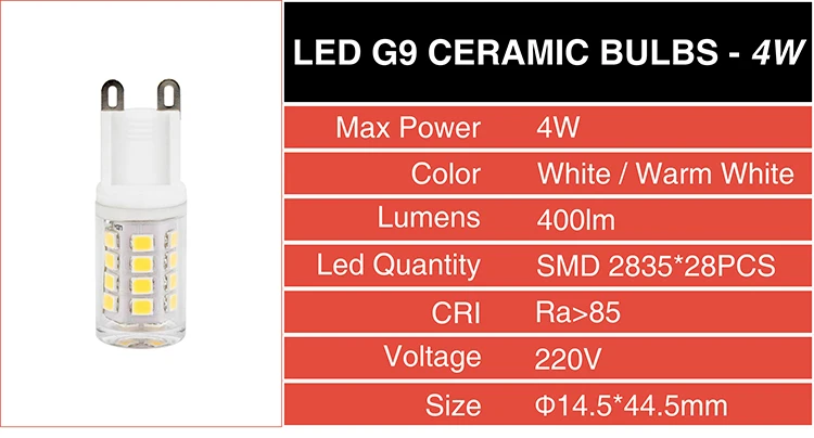 G9 светодиодный Керамический чип без мерцания SMD2835 2 Вт 3 Вт 4 Вт 8 Вт 220 В светодиодный светильник галогенная лампа для люстры теплая белая холодная белая лампа