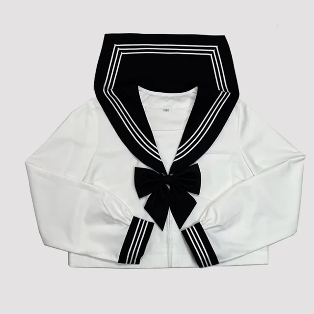 Japanese School Girl Uniform Plus Size JK Black Sailor Basic Cartoon Navy Sailor Uniform sets Navy Costume Women girl costume One Long