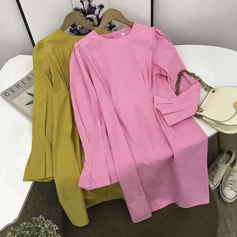 

New Year Special Offer Stock WOMEN'S Dress Processing 2019 Autumn Korean-style Crew Neck Loose-Fit Slimming Dress 11.14