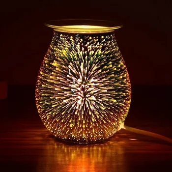 

Essential Oil Diffuser Electric Candle Warmer Glass Tart Burner 3D Effect Night Light Wax Melt Warmer for Home Office Bedroom