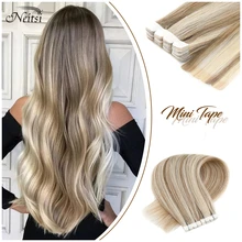 

Neitsi 12" 16" 20" Ombre Color Mini Tape In Human Hair Adhesive Extensions Straight Skin Weft 100% Natural Real Balayage Hair