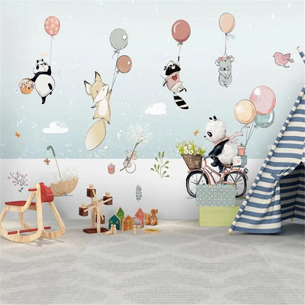 

Milofi custom mural wallpaper wall covering cute cartoon animal hot air balloon children's room background wall painting