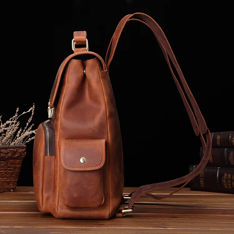 Side View of Leather Backpack