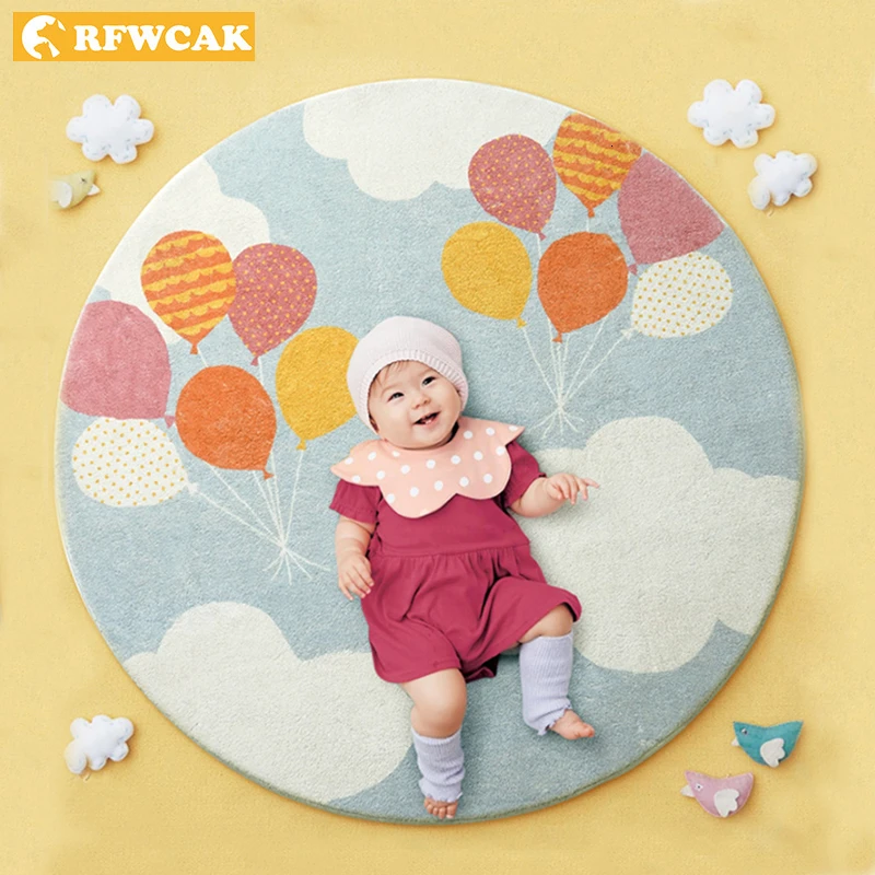 RFWCAK Round Carpet For Living Room Babys Play Mats Kids Crawling Rugs Bedroom Area Rug Enfant Tapete Para Sala Baby Room Decor