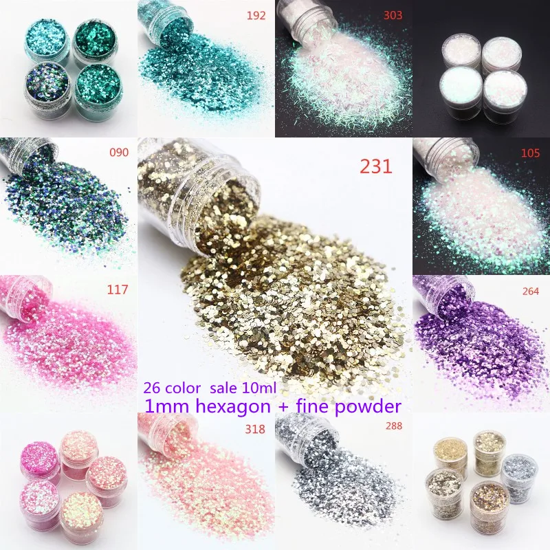 Nail Art Decor Sequins For Crafts Sequins Accessories 10ml/can Hexagonal Fine Powder Transparent Champagne Gold Silver DIY Nail Makeup Decorations