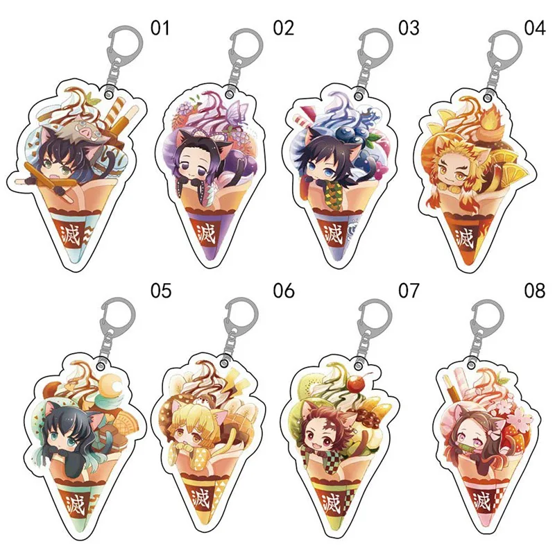 

New 1 Pcs 2020 Anime Demon Slayer:Kimetsu No Yaiba Two-sided Acrylic Keychain Cosplay Pendant Keyring Key Chains