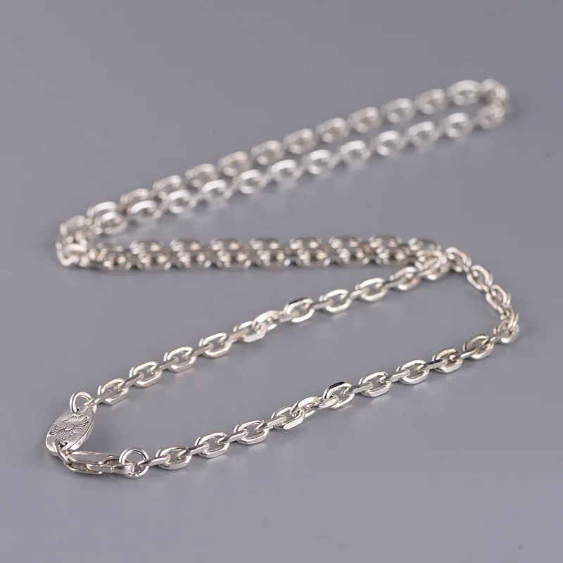 S925 Серебряная цепочка, опт, ретро тайская серебряная застежка, 0 слов, цепочка, мода для мужчин и женщин, с серебряным ожерельем
