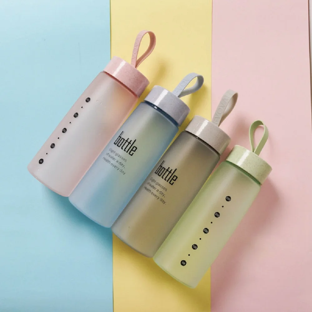 

Plastic Student Water Bottle Sport Scrub Leak Proof Drinking Bottle Fashion Drinkware PortableTravel Drinking Bottles for Lovers