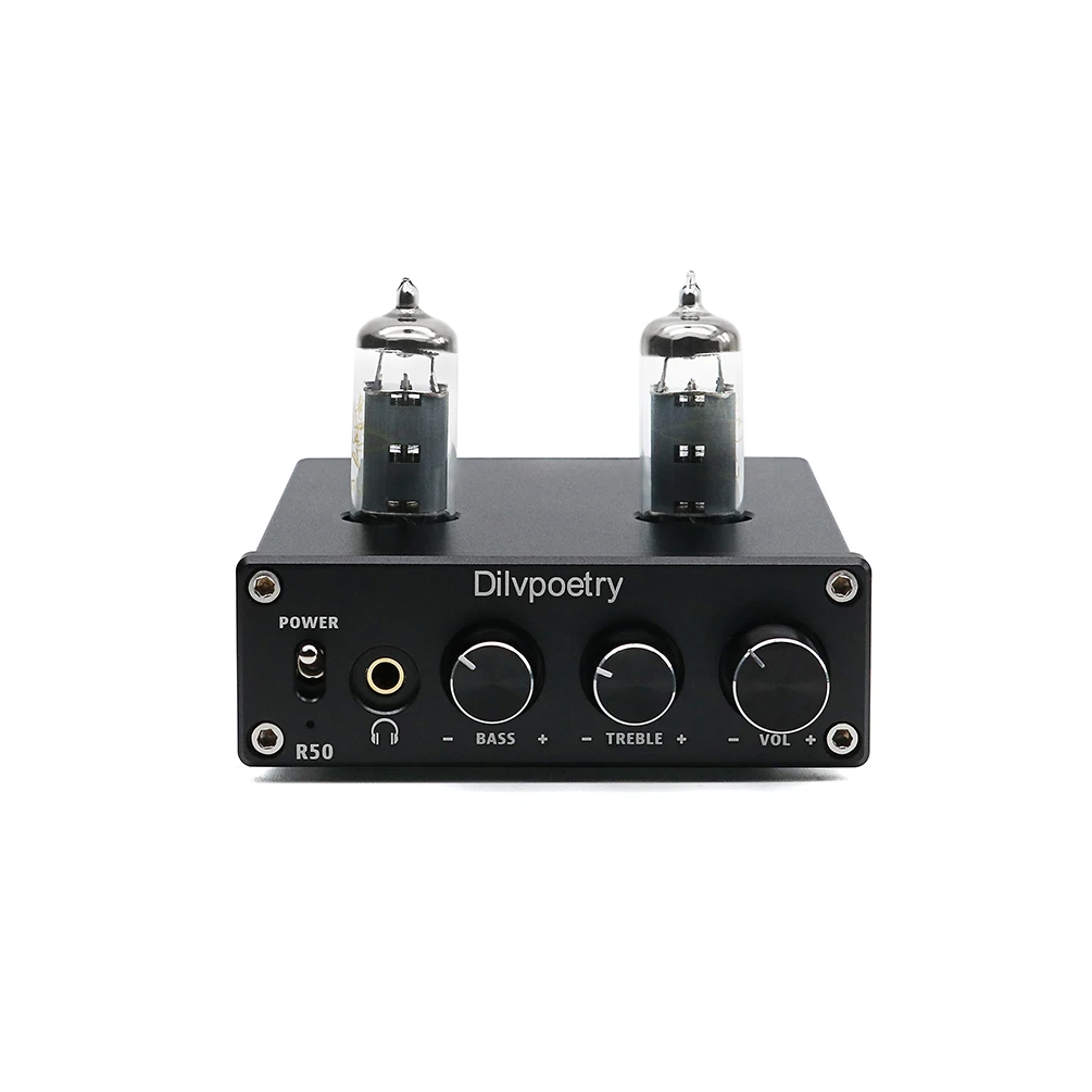 

Dilvpoetry R50 TPA3116D2 HiFi Mini Hybrid Tube Power Amplifier Stereo Headphone Amp Bluetooth 4.2 Receiver 50W*2 Vacuum 6J4 Tube