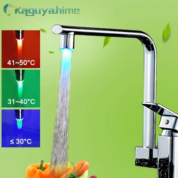 

=(K)= LED Faucet Kitchen Temperature Sensor Intelligent Recognition Temperature Different Color Light Water Tap For Bathroom