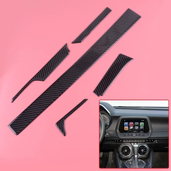 

DWCX 5Pcs Carbon Fiber Black Resin Rubber Car Dashboard Center Console Strip Cover fit for Chevrolet Camaro 2017 2018 2019