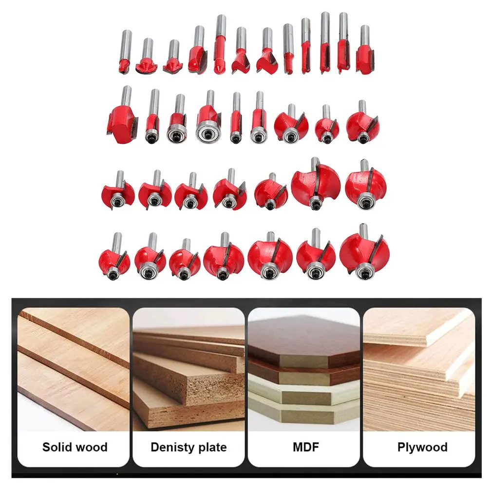 Cutter head 6 Mm Shank 35 Pcs Router Bits Set Professional Woodworking Tungsten Carbide End Mill With Metal Box