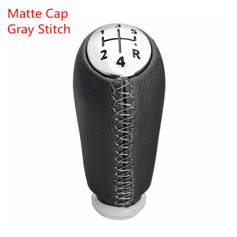 Gray Stitch Matte Кожаная MT ручка переключения передач для Renault Scenic II MK2 Megane 2 MK Clio 3 III MK3 Kangoo ручка переключения передач шаровая ручка черный серый бежевый - Название цвета: Gray Stitch Matte