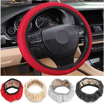 

38cm Universal Car Steering Wheel Covers Non-Slip Elastic Fabric Net Steering Covers For VW Auto Steering Wheel Accessories