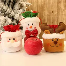 Рождественская Детская конфетная сумка, хлопковый Санта-Клаус, снеговик, Рождественский яблочный подарок, сумка, Детская сумка, кошелек для хранения на шнурке