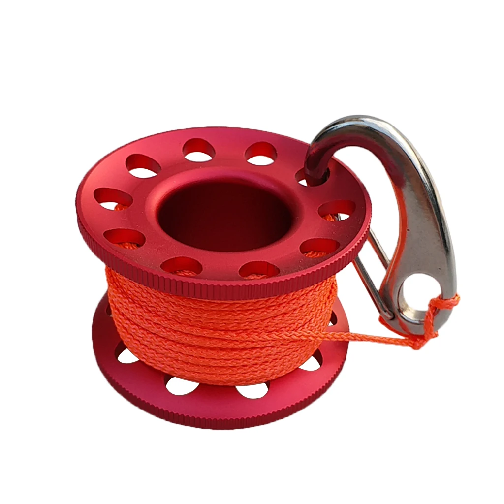 Finger Reel Wreck Scuba Tech Diving Spool 10m/98ft Line Rope with Stainless Clip Scuba Dive Line Rope Guide