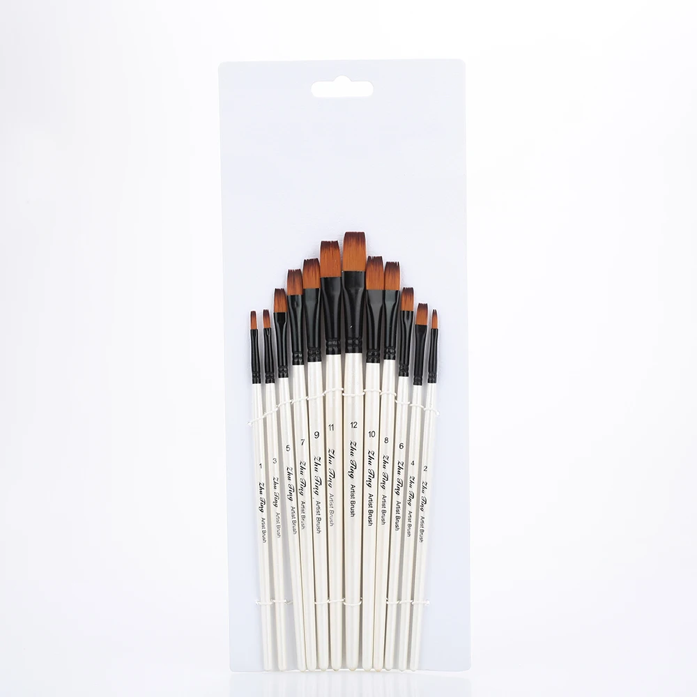Brush Pen Delicate Durable 12Pcs Nylon Craft Acrylic Painting Painting Brush Art Drawing Supplies Nylon Hair Paintbrush