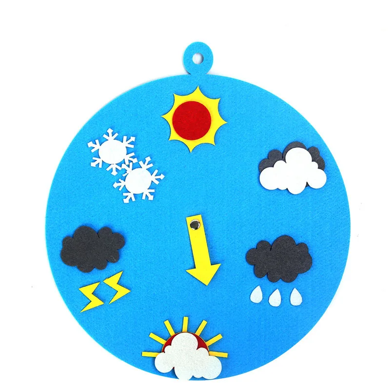 Детская Нетканая головоломка для раннего образования, игрушки, погода, Метеостанция/часы, оборудование для обучения в детском саду