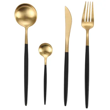 

Matte Gold Cutlery Set 304 Stainless Steel Cutlery Set Tableware Home Spoon Fork Knife Kit Christmas Dinnerware Sets Tableware